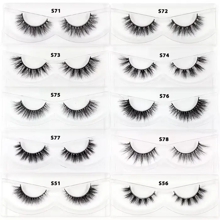 30/60/100 paires de cils de vison sans boîte cils de vison 3D courts faux cils de vison naturel en v