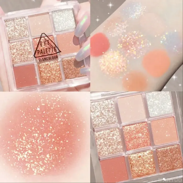 Nouveau 9 couleurs rose violet fard à paupières Palette haute brillance paillettes perle et mat pres