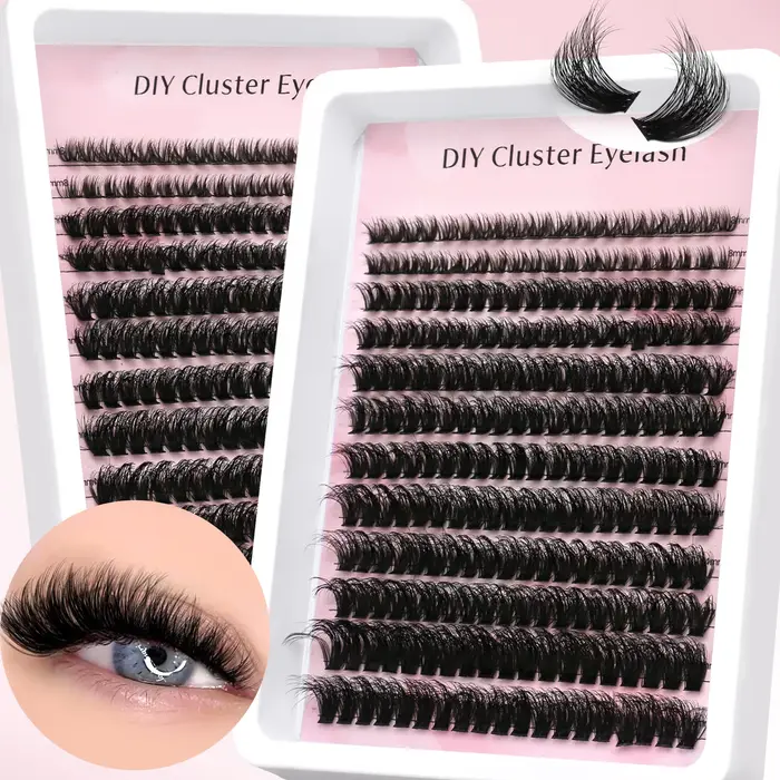 GROINNEYA Extensions de Cils Volume Naturel Effet Clusters Lashes Doux et Fluffy Cils Individuels DIY Auto Pose Sans Salon Clusters de Cils Wispy Cat Eye Réutilisables Femme Tendance