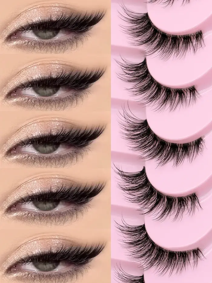 GROINNEYA Les cils œil de chat créent un look naturel Demi-cils avec extrémités ailées