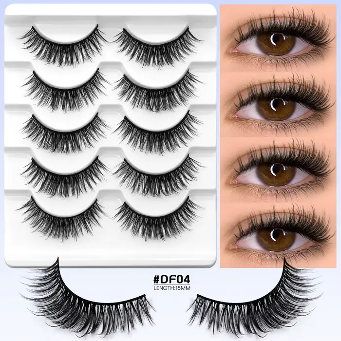 VELTRINAY Demi-cils Faux cils yeux de biches Cils naturels œil de chat Faux cils fins Cils 3D volumi