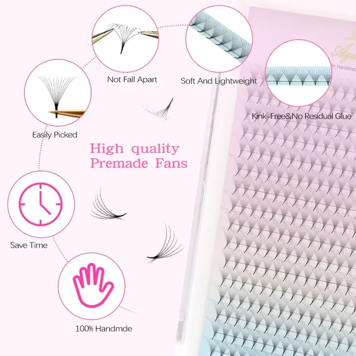 Mélange de faux cils en éventail préfabriqués, 5 étuis, volume russe, extension de cils, faux vison,