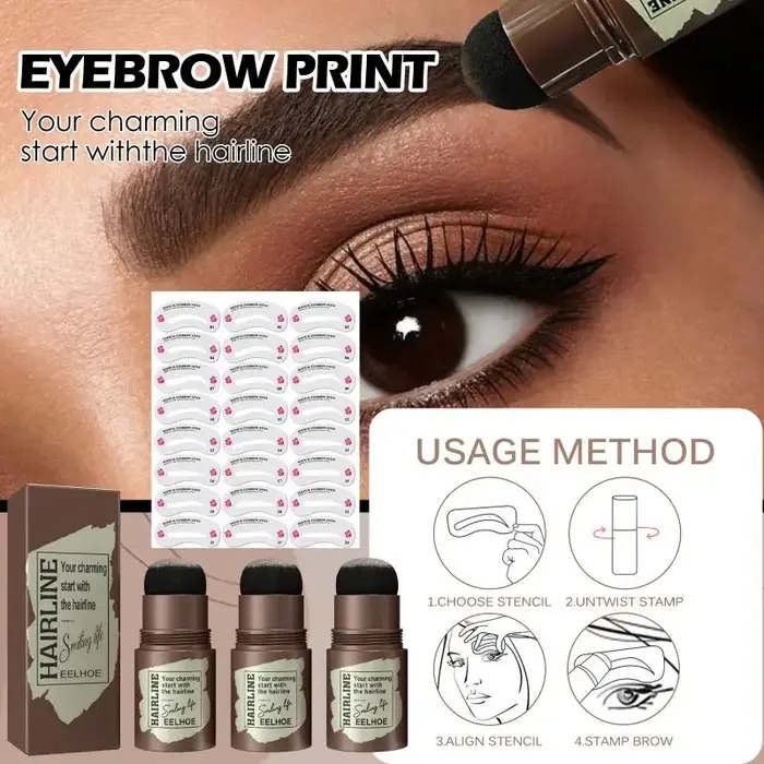 Crayon à sourcils EELHOE (noir avec autocollants pour sourcils) – Crayon à sourcils pour un maquilla