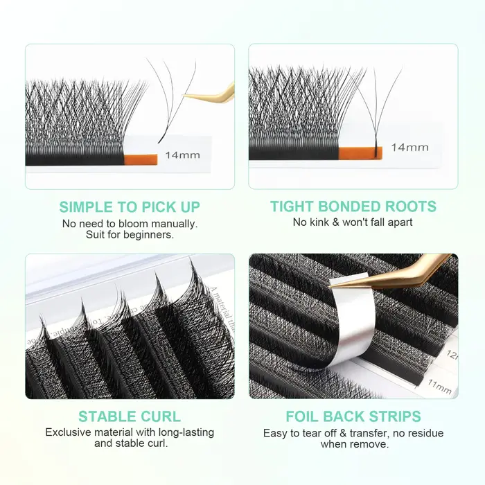 NAGARAKU floraison automatique 3D 4D 5D 6D 7D 8D W forme toutes tailles ventilateurs préfabriqués Extensions de cils