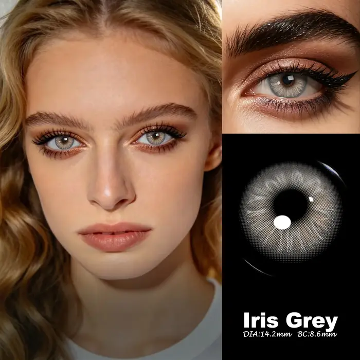 VISUASHOW Iris Grey Lentilles de contact colorées naturelles à usage semi-annuel