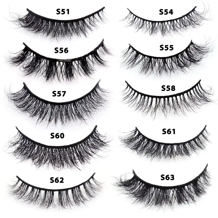 30/60/100 paires de cils de vison sans boîte cils de vison 3D courts faux cils de vison naturel en v