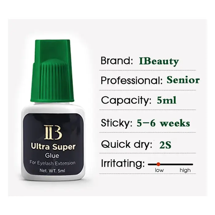 IBeauty – colle Ultra Super pour Extension de cils, 20 bouteilles, capuchon vert, adhésif imperméabl