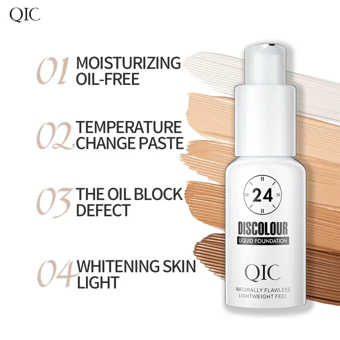 QIC 30ML fond de teint couleur changeante Base de maquillage visage nu couverture complète correcteur mat