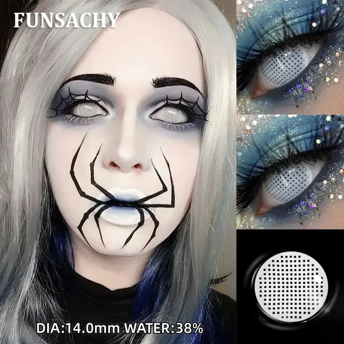 FUNSACHY Cosplay lentilles de Contact blanches pour les yeux lentille de jeu de rôle Anime Halloween