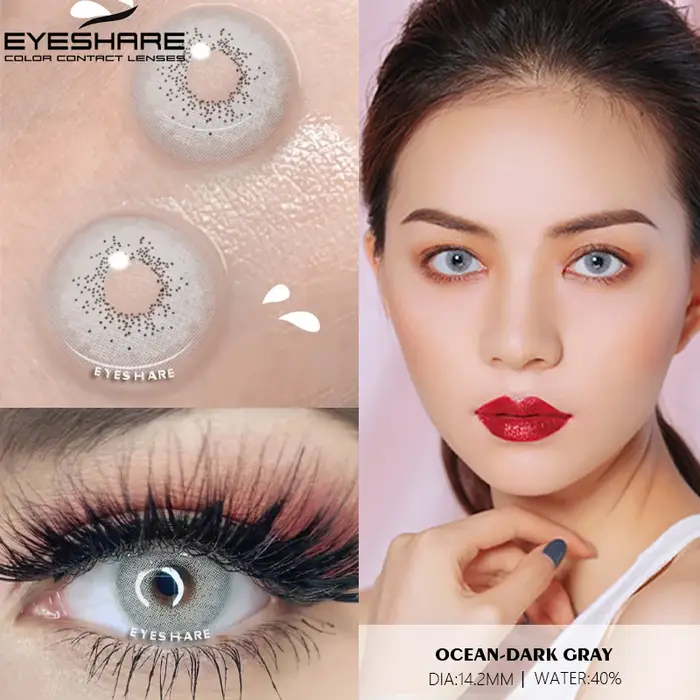 EYESHARE lentilles de couleur naturelle pour les yeux, lentilles de Contact de couleur bleue grise,