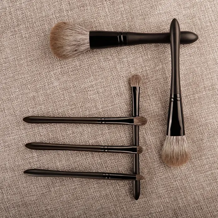 6 pièces/ensemble pinceaux de maquillage en cheveux de renard ensemble poudre fard à joues pli