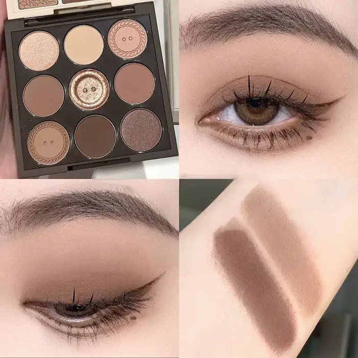 Palette de fards à paupières bruns, 9 couleurs, maquillage quotidien, scintillant, mat, durable, per