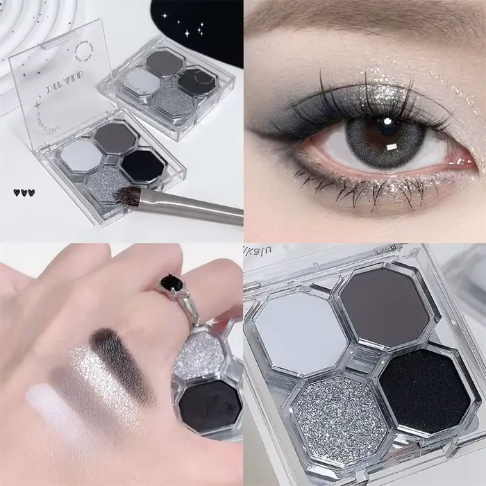 Palette de fards à paupières 4 couleurs Black Light Star pour maquillage smoky