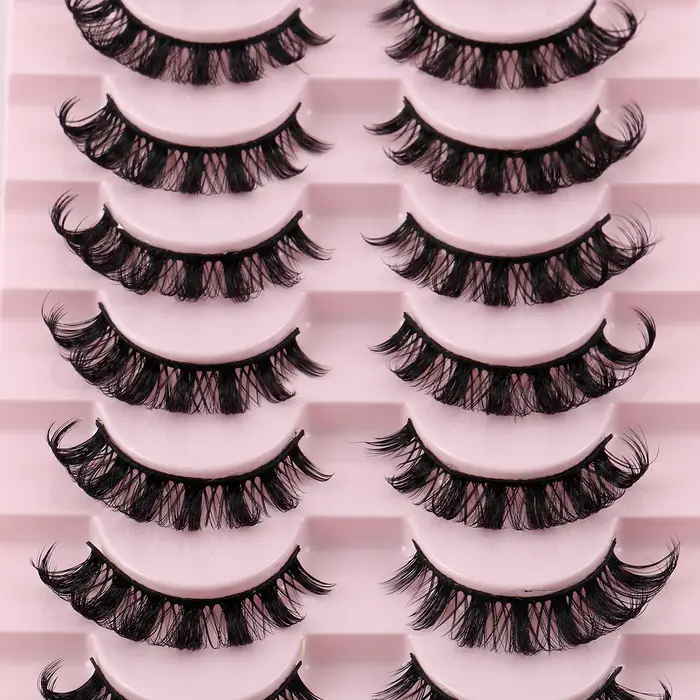 10 paires de faux cils à bande russe D Curl, aspect naturel, Volume moelleux, cils russes vaporeux, 