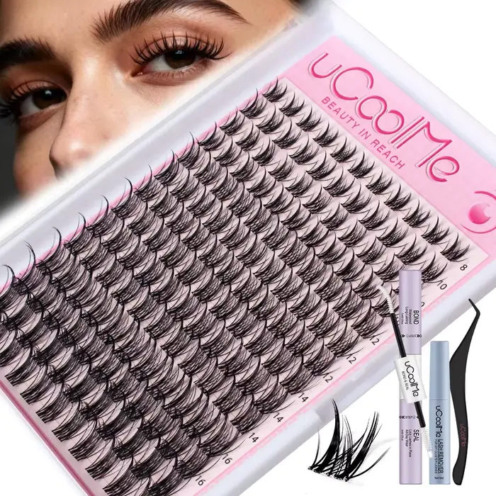 UCoolMe cils Aphrodite 154 pièces Kit de grappes avec dissolvant de liaison et de joint longue durée