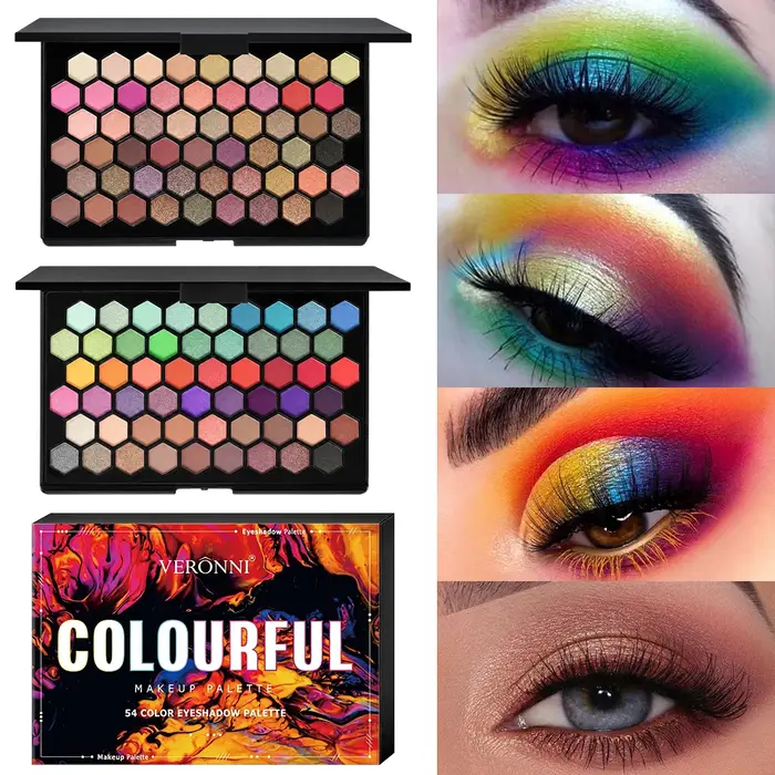 POPFEEL Palette de fards à paupières 54 couleurs – Tons de terre polyvalents et nuances arc-en-ciel vibrantes en un compact – Créez des looks de maquillage sans fin