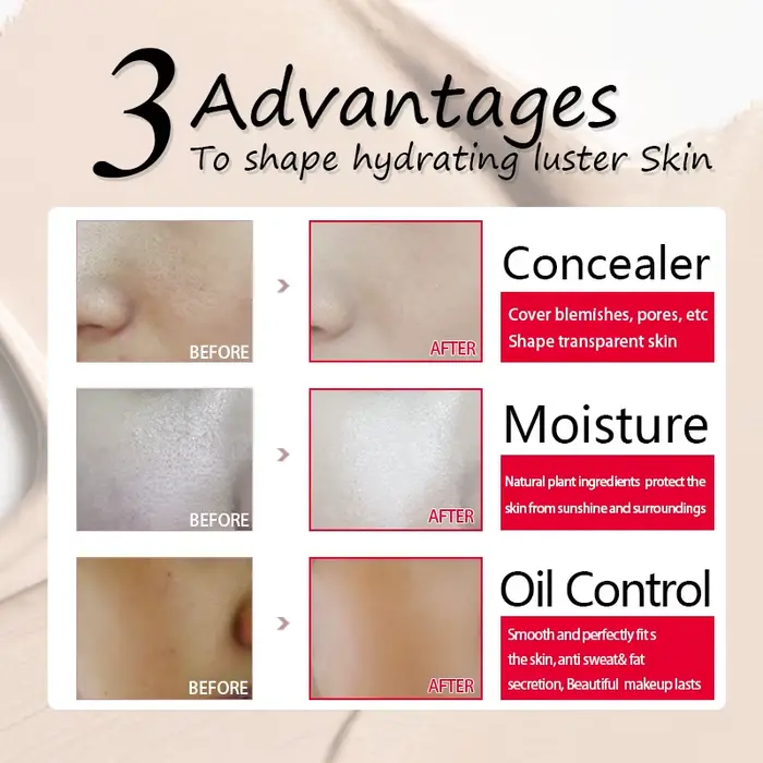 LAIKOU Base de maquillage visage fond de teint liquide BB crème correcteur hydratant contrôle de l'huile blanchissant