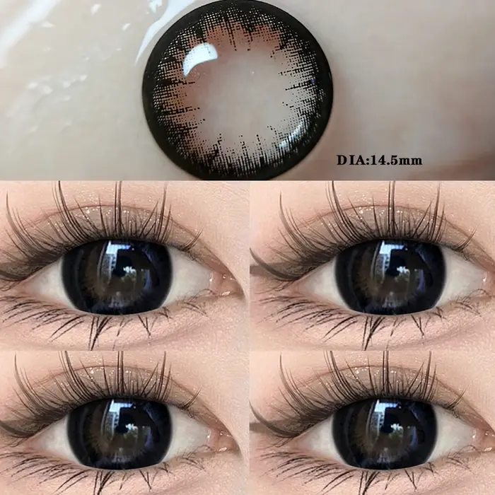 YIMEIXI 2 pièces lentilles de Contact de couleur noir de grand diamètre pour les yeux beauté élève lentille de maquillage annuel naturel avec dioptrie de myopie nouveau