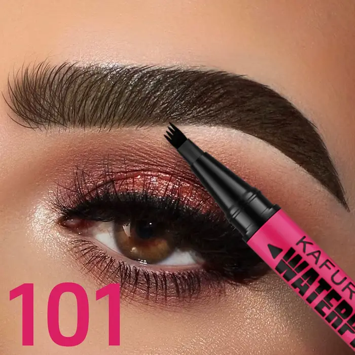 Stylo à sourcils étanche 3 couleurs, crayon à sourcils microblading avec 4 têtes fendues, sourcils d