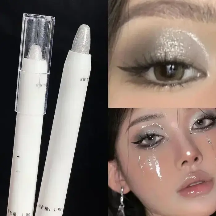 Stylo surligneur ver à soie blanc, anciers de fard à barrage nacré, eye-liner perlé éclaircissant, i