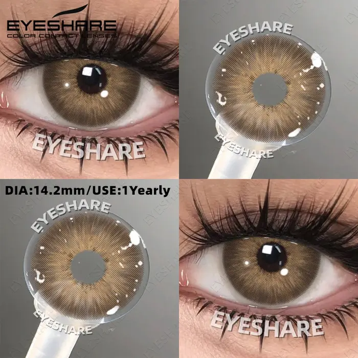 EYESHARE Lentilles de contact colorées populaires gris brun naturel