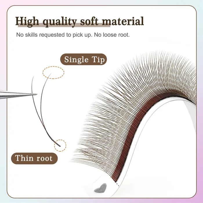 Mix 8-12/8-15mm brun extension de cils 2D forme V faux