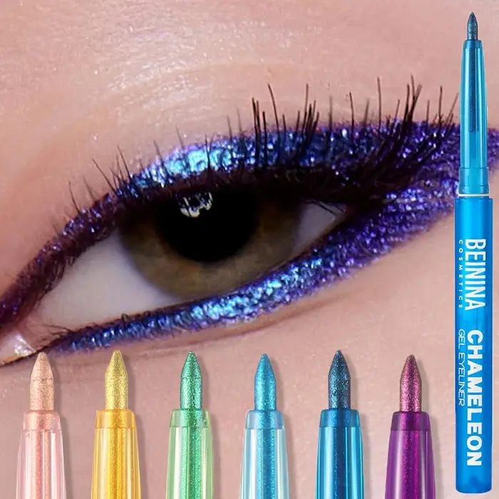 Brillant caméléon métallique bleu Eyeliner Gel stylo fard à paupières multicolore Eye Liner nacré polarisé paillettes yeux Pigment maquillage