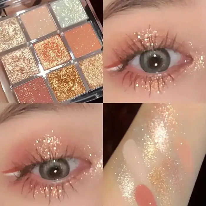 Palette de fards à paupières 9 couleurs, bleu noir nacré, maquillage pour les yeux, couleurs vives, brillantes, imperméables et durables