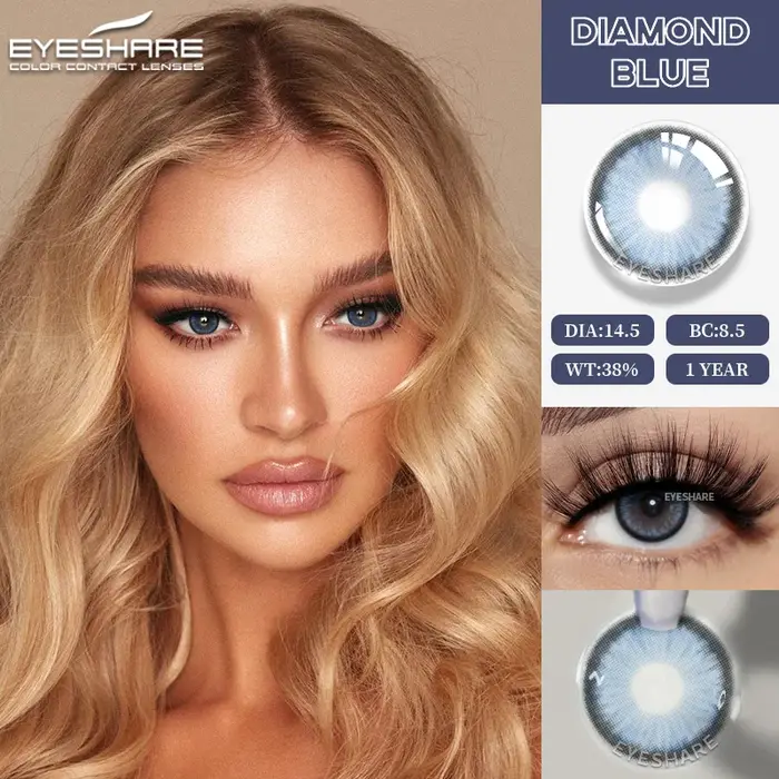 EYESHARE Lentilles de contact colorées naturelles bleues, lentilles bleues, lentilles de contact vertes, lentilles de contact souples pour la beauté et le maquillage des yeux
