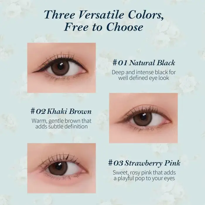 Crayon gel pour les yeux imperméable longue durée Flower Knows Bunny Garden - Maquillage quotidien naturel anti-bavures