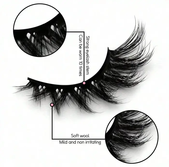 5 paires de faux cils luxueux et moelleux - épais