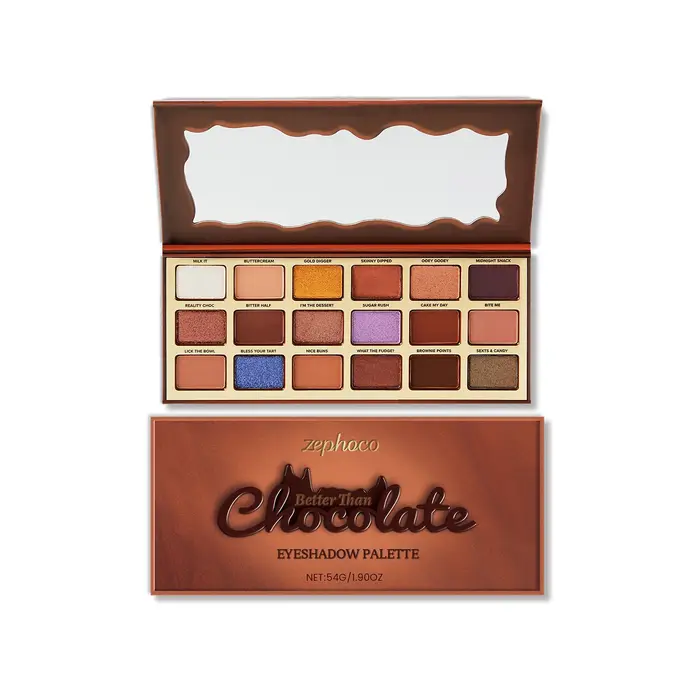 Palette de fards à paupières en chocolat, mat, scintillant, tons bruns neutres, hautement pigmenté,