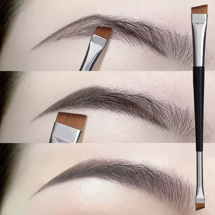 Brosse à sourcils professionnelle, Eyeliner, lame à tête plate coudée, pinceaux de maquillage pour Contour des sourcils, outils de maquillage à Double tête, 15 pièces