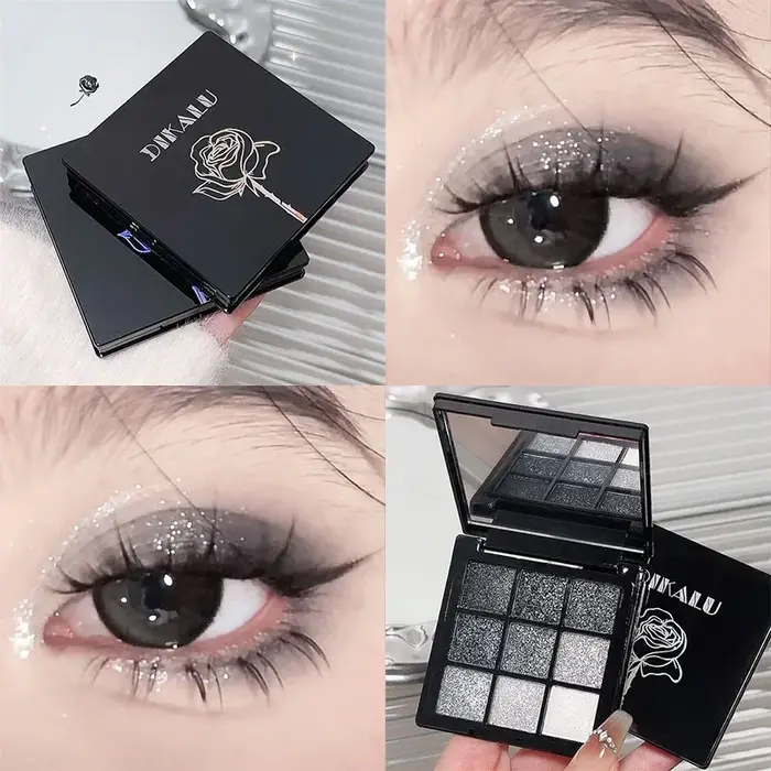 Noir rouge Punk fumé 9 couleurs fard à paupières perle froid couleur foncée maquillage
