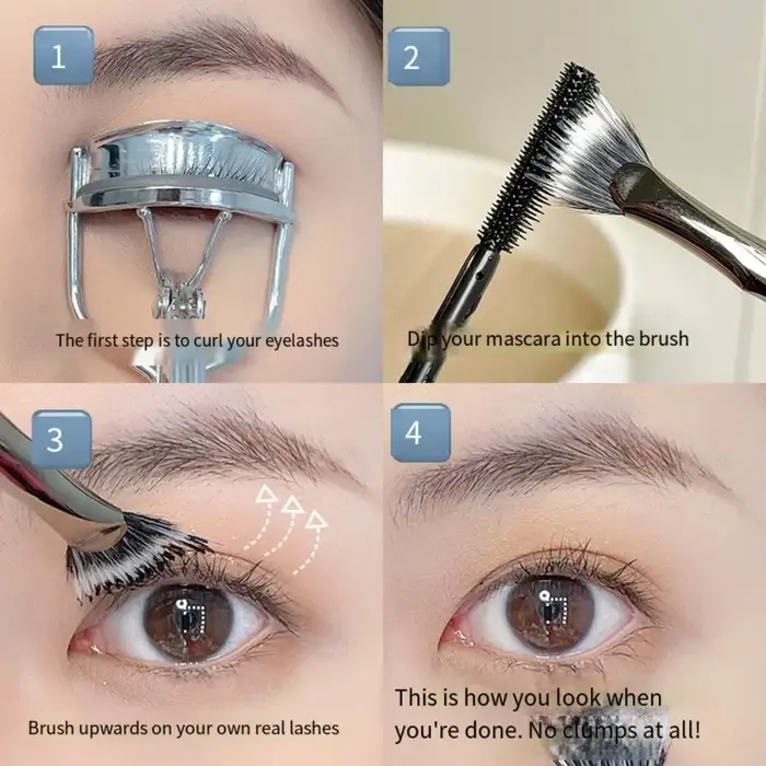 Brosse à cils coudée en forme d'éventail