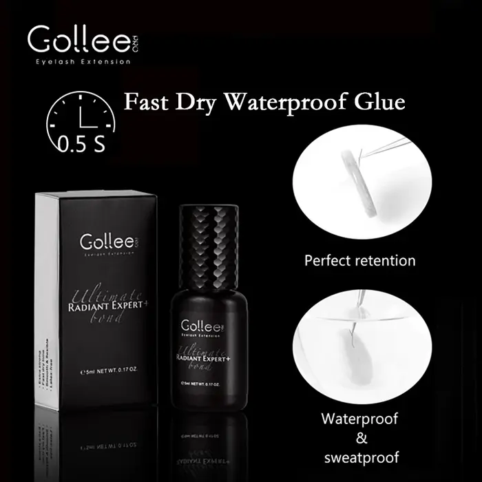 Gollee 0.5s colle à cils à séchage rapide cils transparents longue durée Profession Extension de cil