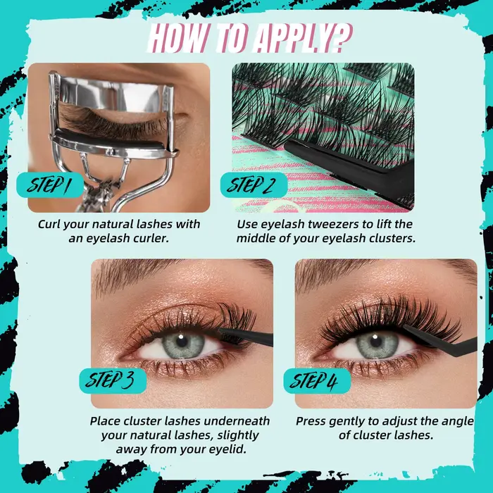 Amzgirl-Kit d'Extensions de Cils avec Pince à Épiler et Dissolvant, DIY, 144 Pièces