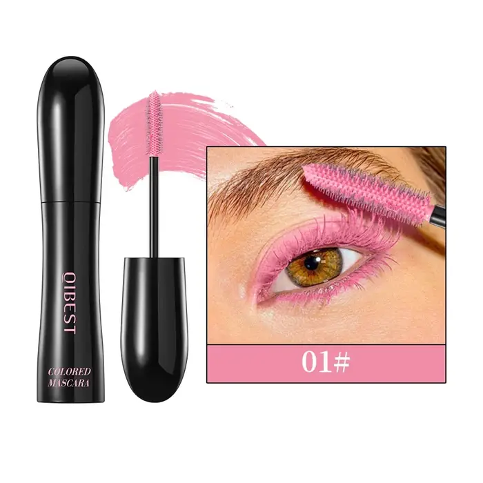 QIBEST Mascara Imperméable Violet Bleu Rouge Base de Mascara Longue Durée Anti-Bavures Recourbant Ou