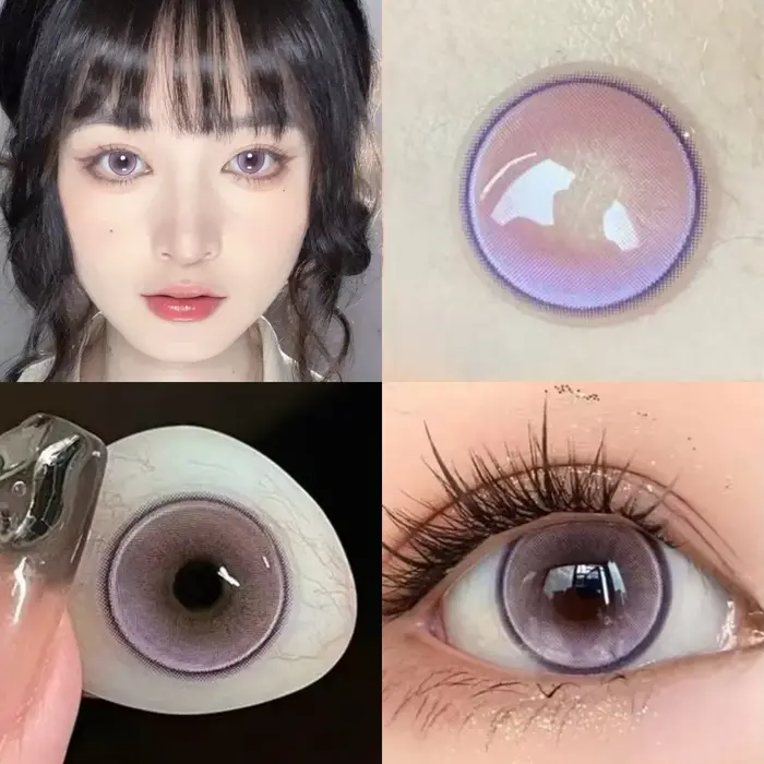 Visuashow Lentilles de Contact Colorées Violet Pluie 6 Mois Pupille Fine Design Coréen 14.2mm Agrand