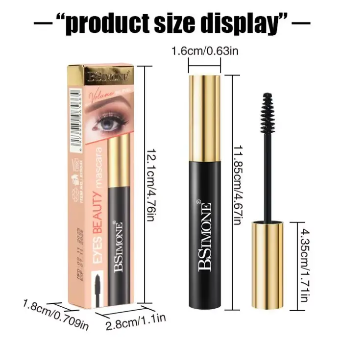 BSIMONE Volume Mascara Waterproof, longue tenue, anti-bavures, facile à appliquer, base et fixateur