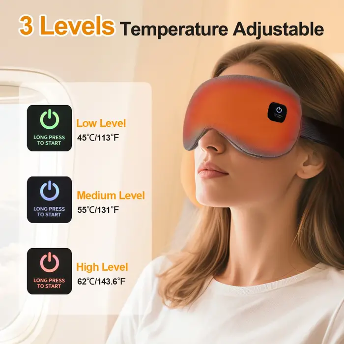 Masque oculaire chauffant sans fil avec massage par vibration électrique