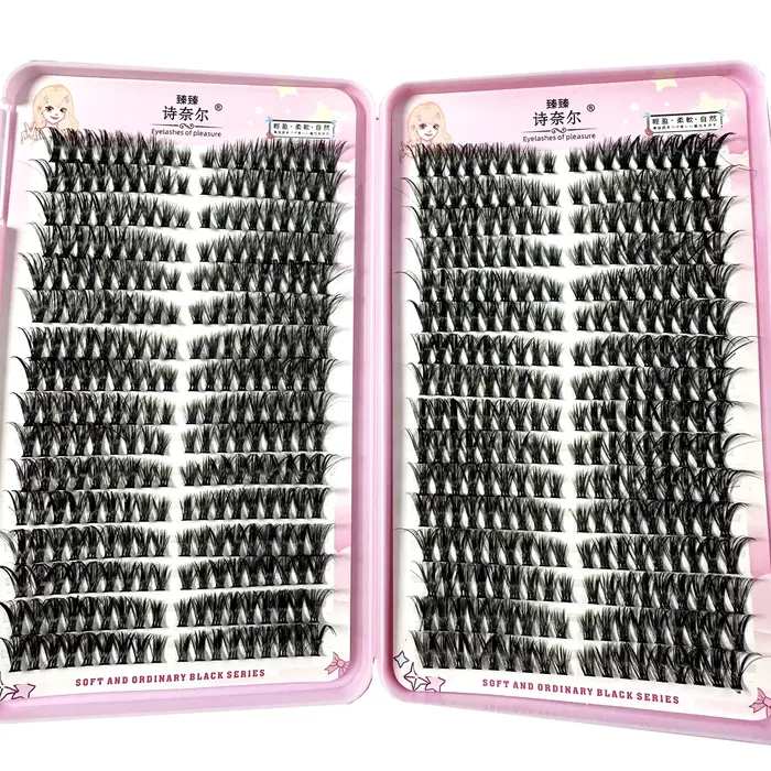10/32 rangées de grappes de cils moelleuses Volume épais Extensions