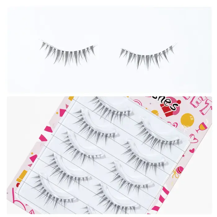 Yeux de bande dessinée 5 paires d'oeil élargi naturel mince petit démon Style Transparent Terrier faux cils