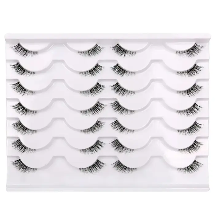 14 paires de faux cils transparents à bande transparente, cils décoratifs légers, réutilisables, à b