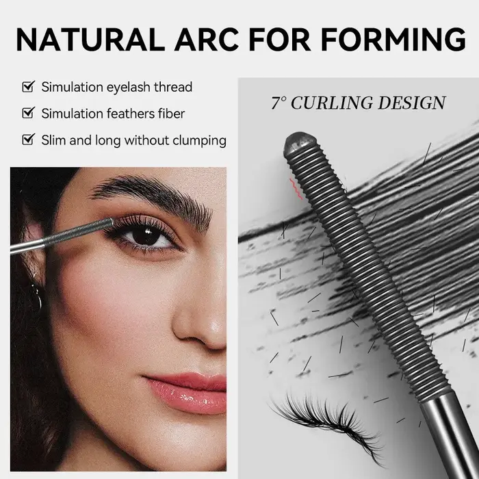 Mascara Tube Métallique Imperméable Noir Fibre de Soie Longue Tenue Courbant les Cils Sans Grumeaux Extensions