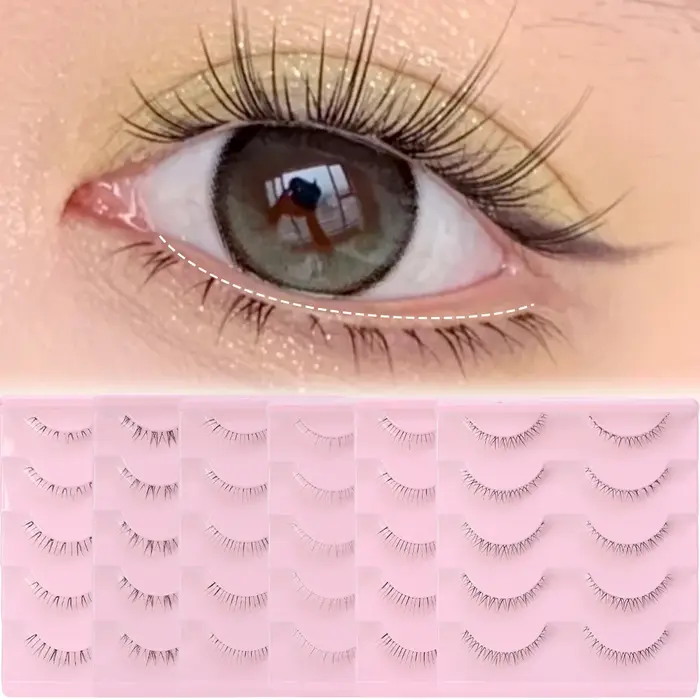 5 paires de cils inférieurs épais Pack bande transparente sous