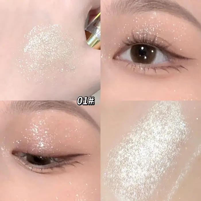 Fard à paupières liquide mat nude, paillettes mates, maquillage des yeux nacré, ver à soie couché, é