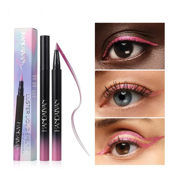 Crayon Eyeliner Liquide Métallique Blanc Violet Ultra-fin Rose Stylo pour les Yeux Séchage Rapide Paillettes Nacrées