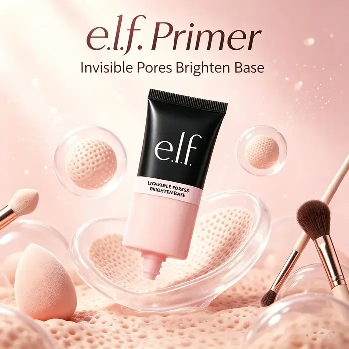 e.l.f. Base de maquillage liquide matifiante effet peau parfaite, texture crème, minimise les pores, contrôle le sébum, cosmétiques pour une peau impeccable