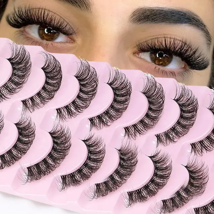 10 paires de Faux cils 6D Super moelleux et vaporeux, effet œil de chat, Extension de cils dramatiqu